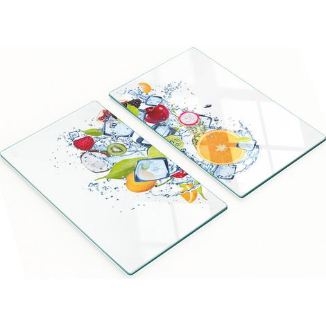 Tablas decorativas de vidrio para servir aperitivos, frutas y helados, 2 x 30 x 52 cm.