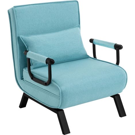 Schlafsofa 3-in-1 Leinen-Klapp mit abnehmbarem Kissen, Einzel, Blau