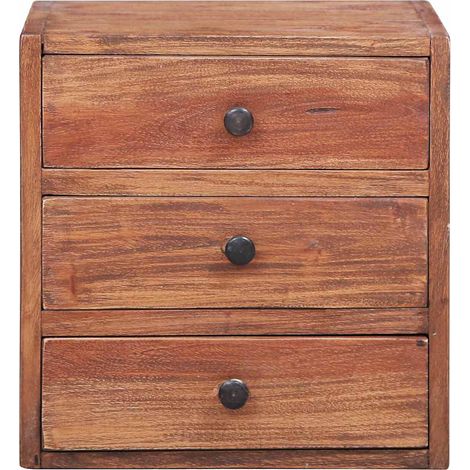 Maison Exclusive - Comodino con 3 Cassetti 35x25x35 cm Legno Massello di Mogano (1/5)