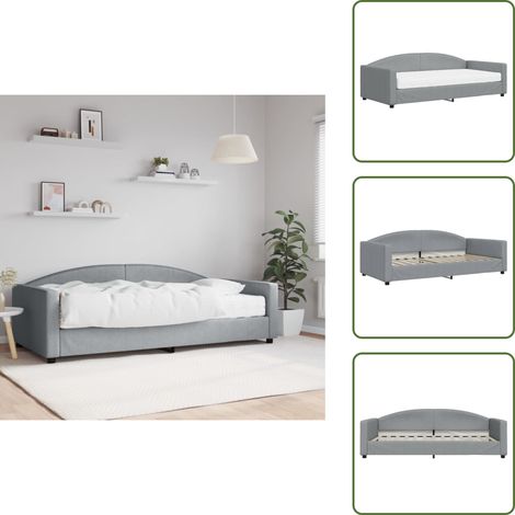 The Living Store Tagesbett mit Matratze Hellgrau 100x200 cm Stoff - Tagesbett - Schlafsofa - Gästebett - Wohnzimmermöbel - Schlafzimmermöbel (1/5)