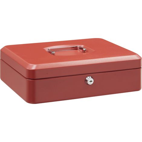 ARREGUI Elegant Cassetta di sicurezza con chiave per contare e trasportare denaro, Cassetta Portavalori in acciaio con vassoio Portamonete, Cassaforte portatile de 30 cm di larghezza Rossa C9244