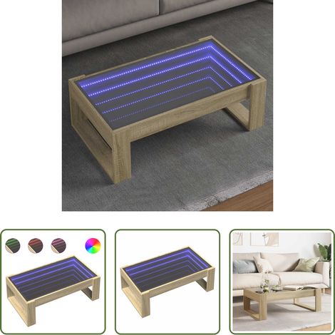 Couchtisch mit Infinity-Spiegel - Couchtisch mit Infinity-LED Sonoma-Eiche 90x53x30 cm (1/5)