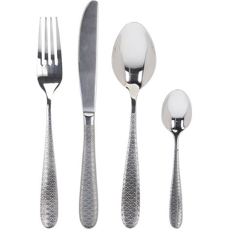 Servizio Posate Da Tavola 24 Pezzi In Acciaio Dalla Finitura Argento Linea Orientale (1/2)