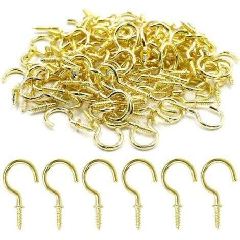 100 Pcs de Crochets à Tasse en laiton de 1, Crochets à Tasse en Métal, Crochets à Vis, Crochets à Vis en Métal Pour Cuisine, Bureau et Chambre à Coucher, Pour Accrocher Des Tasses et Des Plante (1/4)