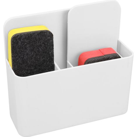 Porte-marqueurs magnétiques pour tableau blanc avec deux effaceurs, boîte de rangement pour effaceurs de tableau blanc, idéal pour la salle de classe ou le bureau. (1/5)