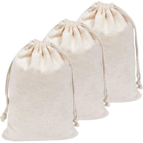 Juego de 3 bolsas de lino para pan, 30 x 41,5 cm, reutilizables para conservar el pan fresco, duraderas y transpirables (1/5)