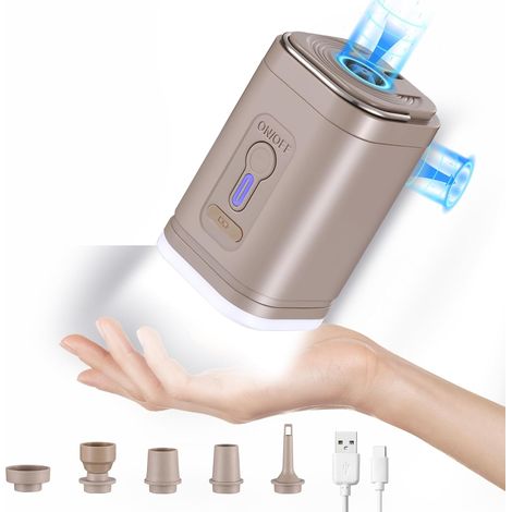 Gonfleur électrique mini avec accessoires multiples et éclairage pour camping pour gonfler matelas pneumatiques et bouées