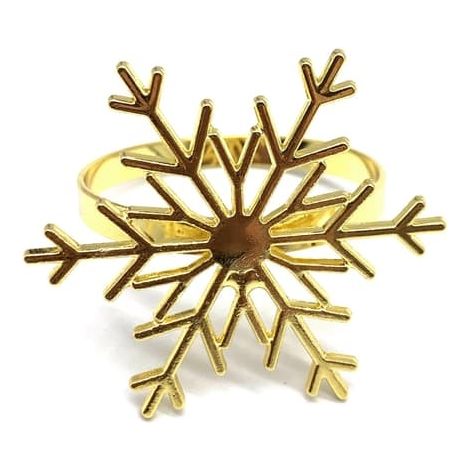 Lot de 12 ronds de serviette de table en alliage argenté, motif flocon de neige, pour Noël. (1/5)