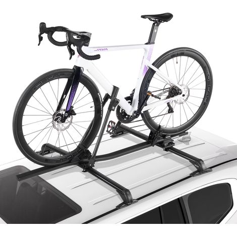 Porte-vélos de Toit Capacité de Charge 15 kg, Support à Vélo Capacité 1 Pièce, en Aluminium, avec Système de Verrouillage Sécurisé pour la Plupart des Barres Transversales Standard, Noir (1/5)