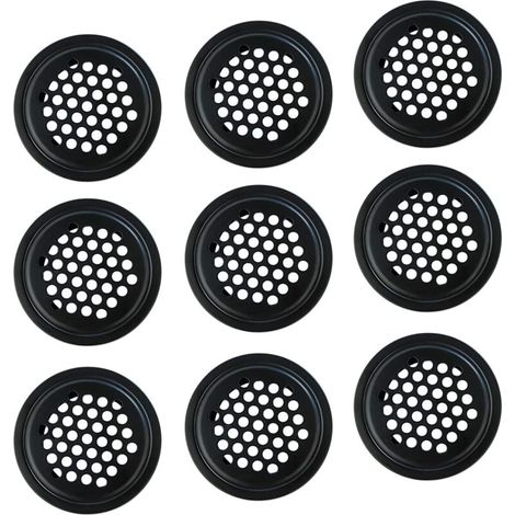 10 Stück schwarze Lüftungsgitter, Grillabdeckung 25 mm, Lüftungsgitter aus Edelstahl, Lüftungsabdeckung für Schränke, Bücherregale, Schuhschränke (1/4)