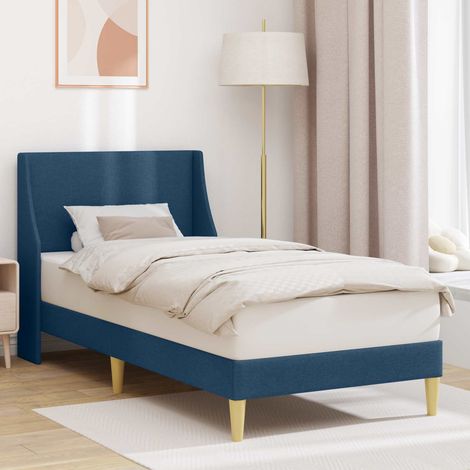 Bettrahmen Uni mit Kopfteil Blau 100 x 200 cm Stoff (1/5)