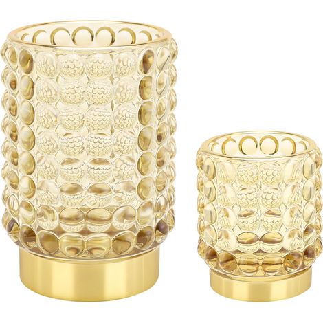 Rangement Maquillage,Rangement Pinceaux Maquillage en Verre,Pot Pinceau Maquillage Vintage,Porte-Stylo,Vase Rayé,Organisateur de Maquillage pour Chambre,Bureau et Salle de Bain(Ambre SL) (1/5)