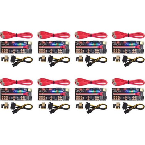 8X VER018 PRO PCI-E Carte de Montage Cable USB 3.0 018 PCI Express 1X à 16X Adaptateur PCIe Extenseur pour BTC MinièRe (Rouge)
