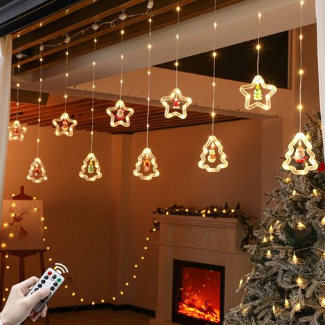 Guirlande lumineuse LED de 3 m pour l'extérieur et l'intérieur, Rideau lumineux de Noël avec télécommande, Lumière de Noël à piles, étanchéité IP44 (1/5)