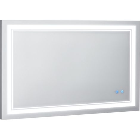 Miroir de salle de bain avec éclairage LED, interrupteur tactile, couleur de lumière réglable et fonction mémoire, 100 x 60 cm, argent (1/5)