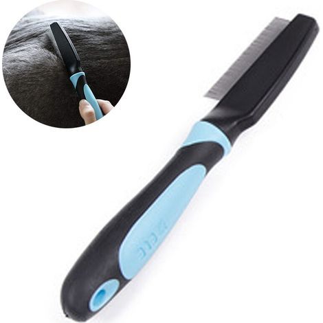 Brosse de démêlage pour chiens, lames en acier inoxydable, pour animaux de compagnie (chats, animaux), poils emmêlés et noués, outil de coupe et de toilettage à dents lisses-AquaForge (1/5)