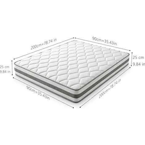 Materasso 90x200 H4 alto 25 cm con schiuma comfort e molle insacchettate a 7 zone HOMVRA (1/5)