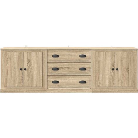 Buffet Meuble de Rangement Salon Enfilade Bois d'Ingénierie Chêne Sonoma Lot de 3, 69.84kg (1/5)