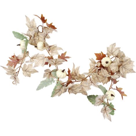 Guirlande de feuilles d'érable, citrouilles et baies d'automne, guirlande de vigne suspendue, décoration réaliste pour les fêtes, en intérieur comme en extérieur (1/5)