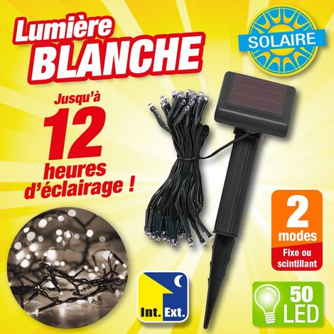 Guirlande à énergie solaire 50 LED de couleur blanche
