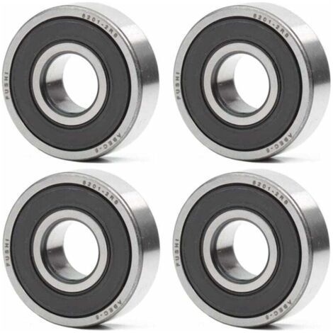6201-2RS 12 x 32 x 10 mm Ball Bearing, Double Rubber Seal, ABEC 5, Pre-Lubricated Ball Bearing, Pack of 4 (1/4)