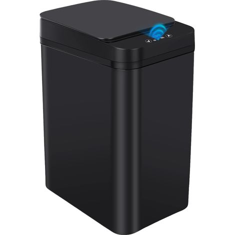 Cubo de basura automático, funcionamiento con sensor sin contacto, capacidad de 12 litros, color negro. (1/2)