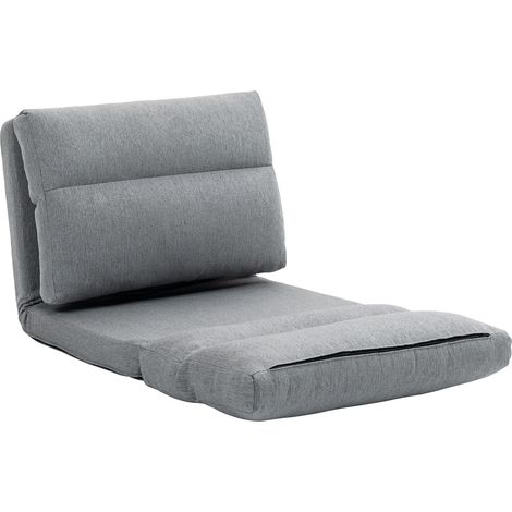 Bodensofa, verstellbar von 90° bis 180° und umwandelbar in ein Bett, grauer Stoff, 70 x 72 x 56 cm