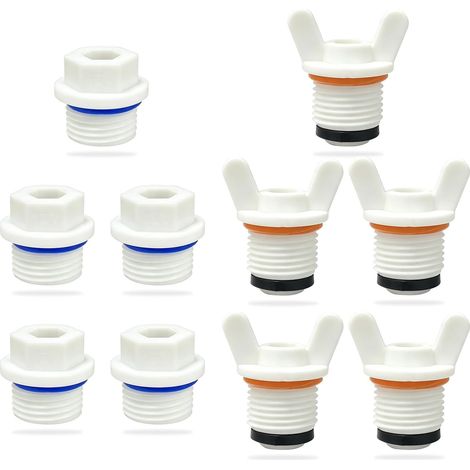 Lot de 10 bouchons de tuyau d'arrosage à filetage mâle de 1,27 cm avec joints, capuchon d'arrosage en plastique pour robinet d'arrosage de 20 mm pour utilisation en extérieur (1/5)