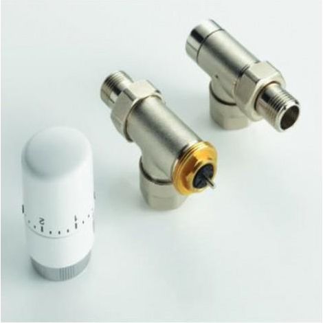 Acova – Kit robinetterie manuelle équerre inversée tête thermostatique – Manette 1/4 pour chauffage central – 841108 (1/2)