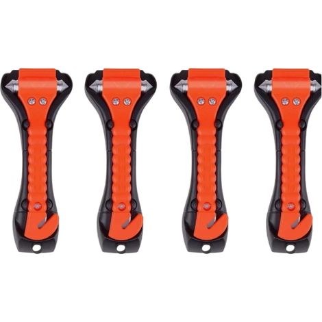 Marteau De Secours Pour Vitre De Voiture - Casse-Vitre Et Coupe-Ceinture - Acier Au Carbone - Pour Véhicule - 4 Pièces (1/5)