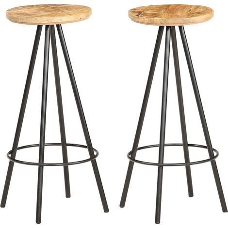 vidaXL Tabourets de bar lot de 2 bois de manguier brut (1/5)