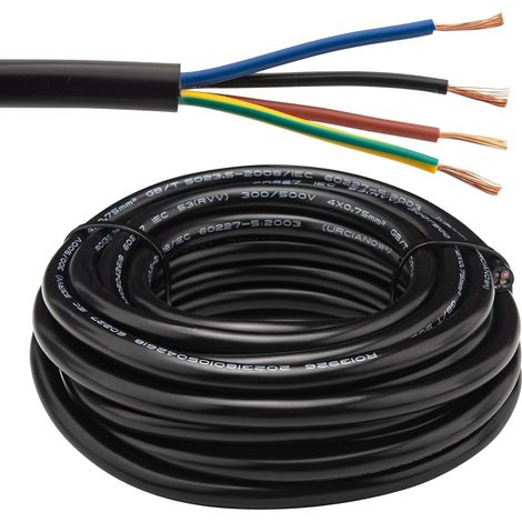 RVV Electrical Cable 4x0.75mm² 5 Meters 18AWG 300/500V 7.5A Flexible Tinned Copper Cable Oxygen Free for Alarm Systems, Intercom, LED Auto/Home Lighting, Outdoor Appliances (1/5)