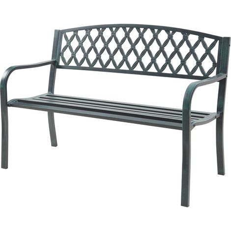 Panca da giardino 127 x 53,5 x 88 cm acciaio grigio scuro con patina verde 030008961