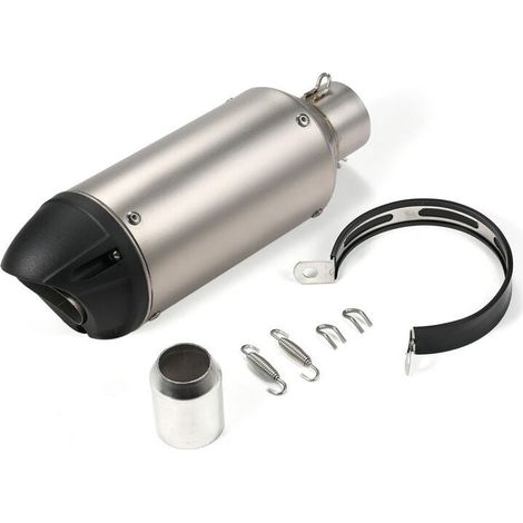 Silencieux d'échappement universel de queue de tuyau d'échappement de moto de 38-51 mm adapté pour les motos ATV (argent) (1/5)