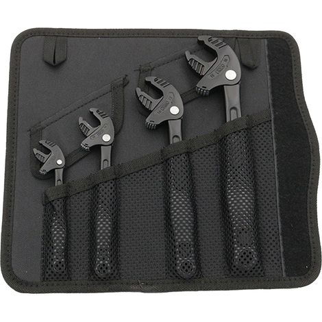 Clé à molette 4 pièces avec mécanisme de verrouillage automatique 7-10mm 10-13mm 13-16mm 16-19mm clé à mâchoires à cliquet pour la réparation de tuyaux entretien automatique usage domestique (1/5)