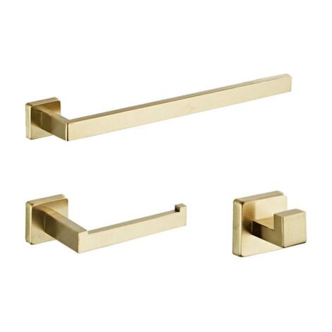 Green Mobility-3-teiliges Badezimmer-Zubehörset in gebürstetem Gold zur Wandmontage, inklusive Handtuchring, Toilettenpapierhalter, Bademantelhaken, Ba199Set-3Bg1 (1/4)