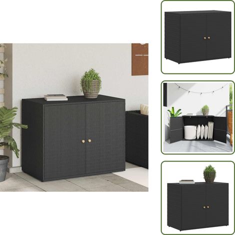 Armoire de rangement jardin Noir 100x55,5x80 cm Résine tressée - Meuble De Jardin - Armoire De Rangement Extérieur - Abri De Jardin - Rangement Extérieur - Meuble En Résine Tressée (1/5)