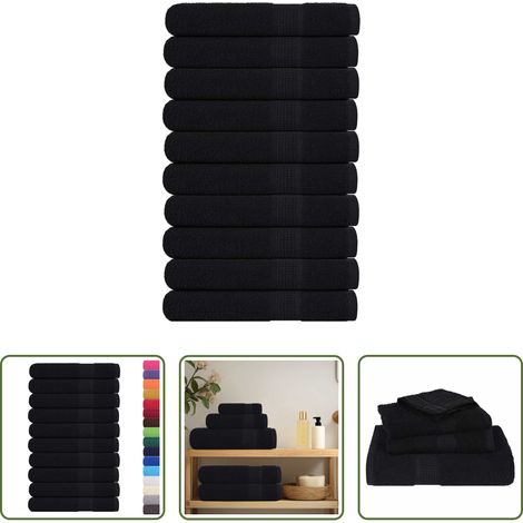 vidaXL Baumwolltuch - Saunatücher FROGN 10 Stk. Schwarz 80x200 cm 360 g/m² (1/5)