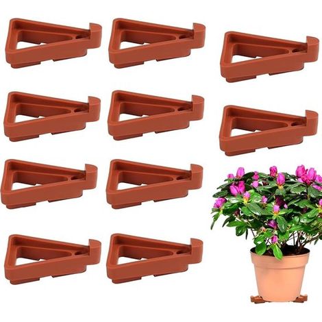 Soporte para macetas, Maceta invisible, Alfombrilla triangular de plástico para macetas, Malla para macetas bonsái, Naranja pequeño, 10 piezas (1/5)