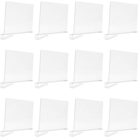 Séparateur d'étagère 12pcs PET Transparent Organisateur de Placard Robuste Ajustable pour Armoire Livres Rangement Durable (1/5)
