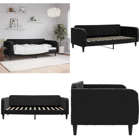 Lit de repos sans matelas noir 100x200 cm velours - Canapé - Lit de jour (1/5)