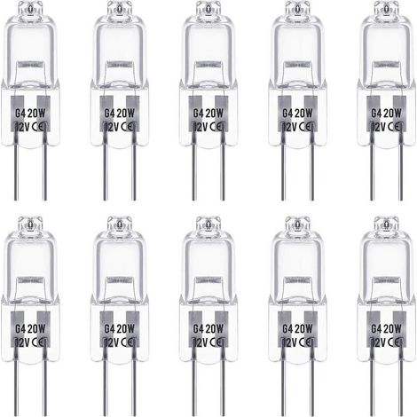 G4-Halogenlampen, 12 V, 20 W, Stiftsockel, warmweiß (3000 K), 350 lm, dimmbar, Niedervolt-Halogenlampe, klare Kapsellampe, 10er-Packung (1/5)