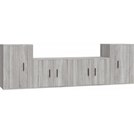 Ensemble de meubles TV 4 pcs, Étagères TV, Meubles de Salon, Sonoma gris Bois d'ingénierie OIB1942E (1/5)