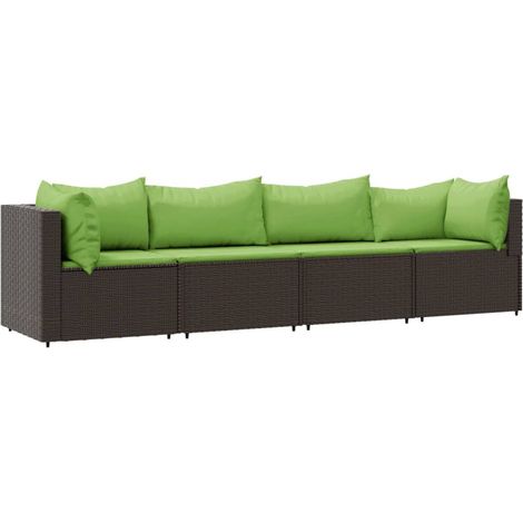 Salon de jardin 4 pcs Contemporain, Ensemble repas de jardin, avec coussins Marron Résine tressée OIB3489E (1/5)
