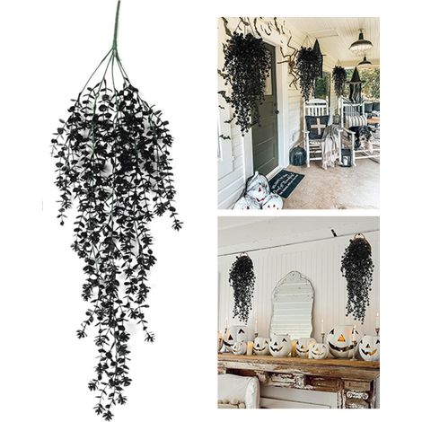 fleurs suspendues plantes simulées cm de vigne adaptées aux murs fête d'Halloween intérieurs et extérieurs 3 pièces 75 noires (1/5)