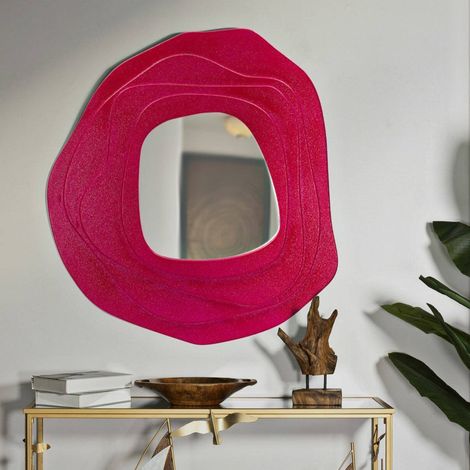 Dmora - Spiegel Piracicaba, Spiegel mit Rahmen, Wanddekorationsartikel, Spiegeldekoration, 90x4 h97 cm, Fuchsia (1/5)