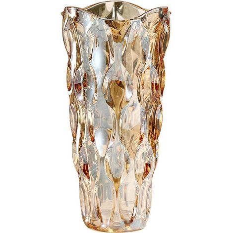Bernsteinfarbene Glasvase, geeignet für den Esstisch zu Hause, das Wohnzimmer, das Büro, Hochzeitsfeiern, handgefertigte dekorative Vase. (1/4)