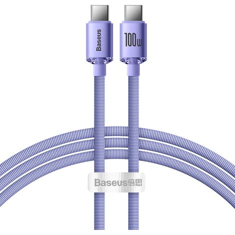 Baseus Crystal Shine USB-C-zu-USB-C-Kabel, 100 W, 1,2 m (Lila) (1/5)