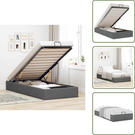 vidaXL Cadre de lit ottoman sans matelas gris foncé 90x200 cm tissu (1/5)