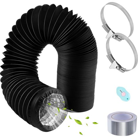 Ø100 mm Tuyau D'evacuation 4.7 m, Tuyau Flexible en Aluminium Tube de Ventilation avec Collier de Serrage inox et Ruban Adhésif Aluminium pour Climatisation Sèche-Linge Extracteur D'Air (1/5)